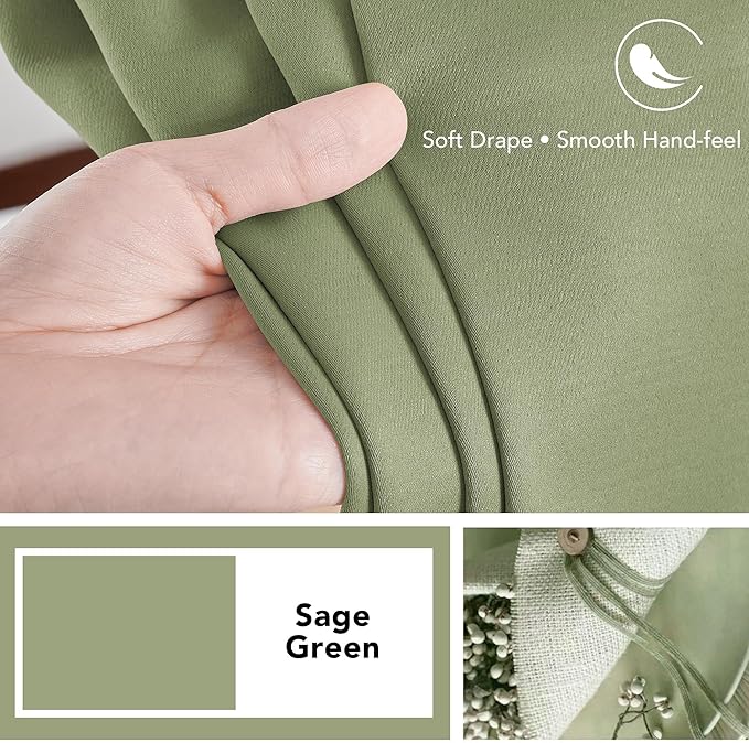 Deconovo Blackout Curtains, Thermal Insulated, W70 x L84 2 Panels, Back Tab - Image 7