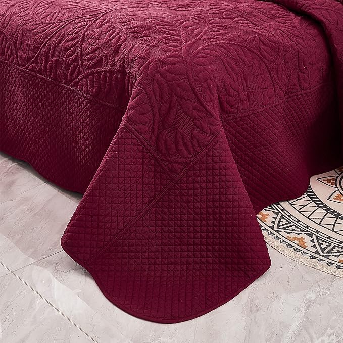 MarCielo 3-Piece 100% Cotton Oversized Bedspread Lightweight Quilt Coverlet - Image 7
