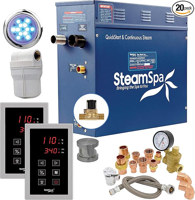 SteamSpa 9kW Steam Sauna Generator Executive Bundle 240V Steam Generator by SteamSpa