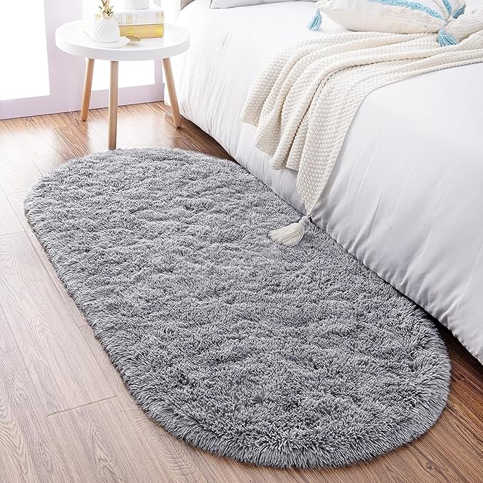 Noahas Fluffy Grey Rugs for Bedroom Living Room, Shag Hallway Runner Rug by ModernHomeDecor