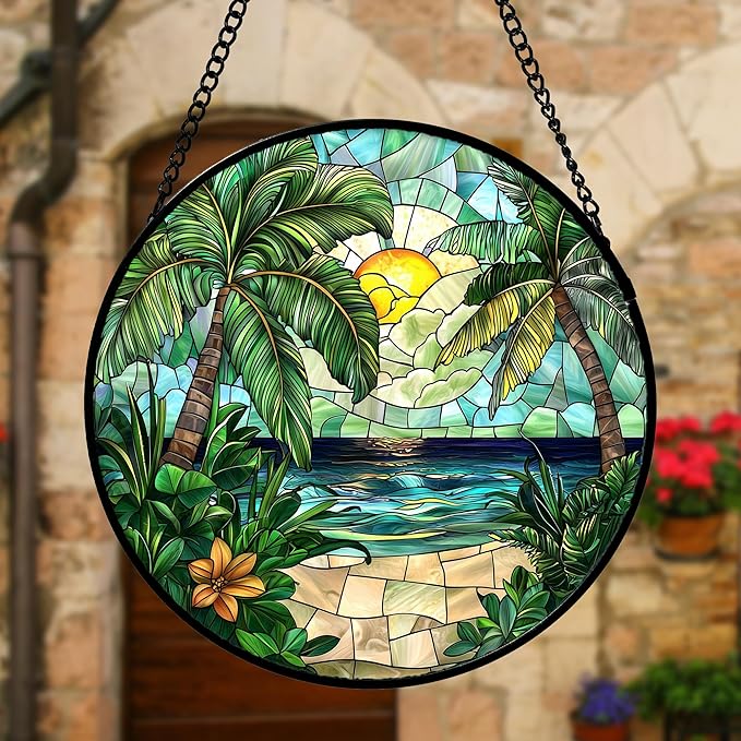 DASTOLL Stained Glass Window Hanging, and Mom 11.8x11.8 in - Image 2