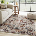 Modern Area Rug 3x5 Machine Washable Entryway Entrance Carpet Red Brown Multi by PureCozy