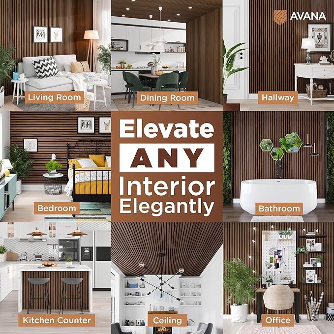 Avana Acoustic Wood Wall Panels – 94.4 x 12.6 Inch Rustic Walnut Acoustic - Image 3