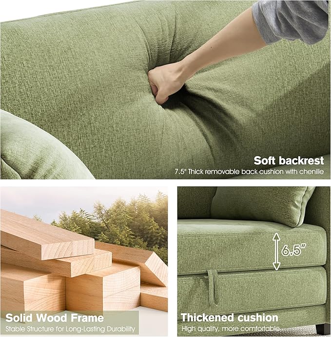 65" Loveseat Sleeper Sofa Bed, Chenille Convertible Floor Sofa Bed - Image 5