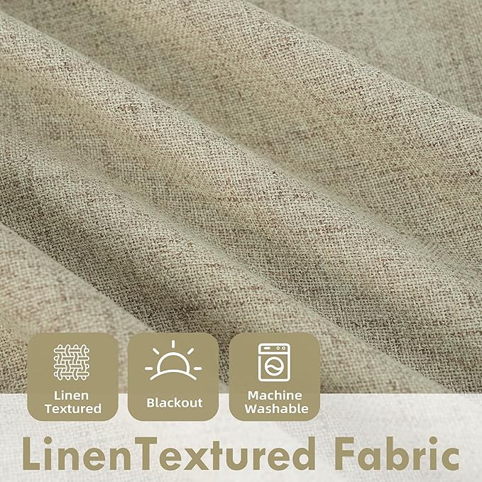 DriftAway Double Layer Linen Blackout Tie Up Curtains Thermal Insulated Fully - Image 4