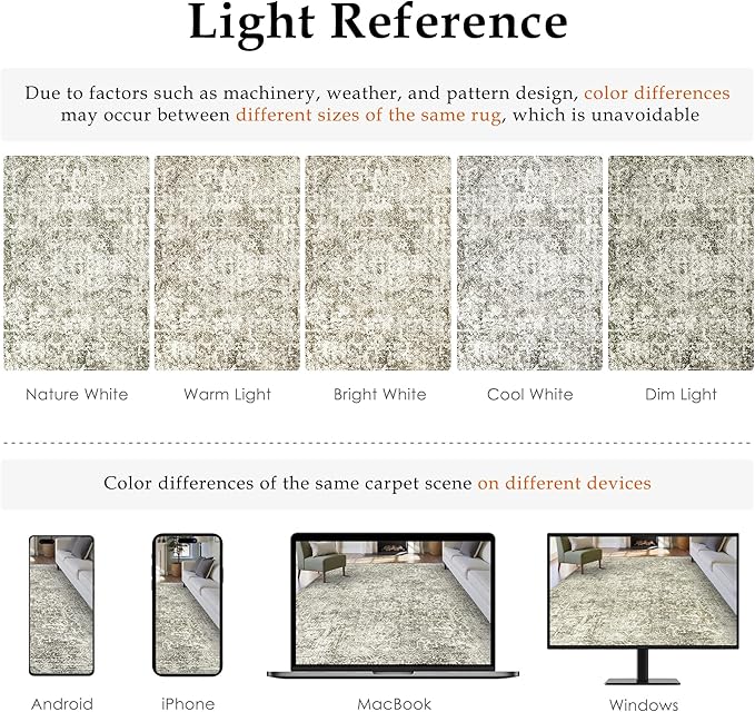 2x3 Entryway Area Rug Vintage Neutral Washable Small Carpet Indoor Non Slip - Image 2