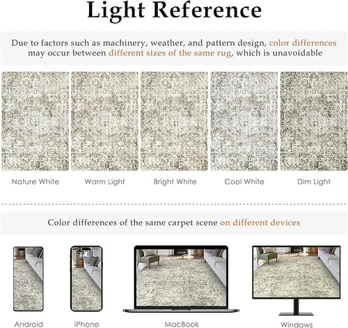 2x3 Entryway Area Rug Vintage Neutral Washable Small Carpet Indoor Non Slip - Image 2