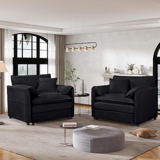 KEIKI Oversized Accent Chair Set of 2, Chenille Modern Comfy Deep Seat Large by KEIKI