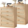 LEYAOYAO Rattan Dresser for Bedroom Set 2, Modern 5 Drawers Boho Dressers by LEYAOYAO-Findtheshiningpointofyourideallife%EF%BC%81