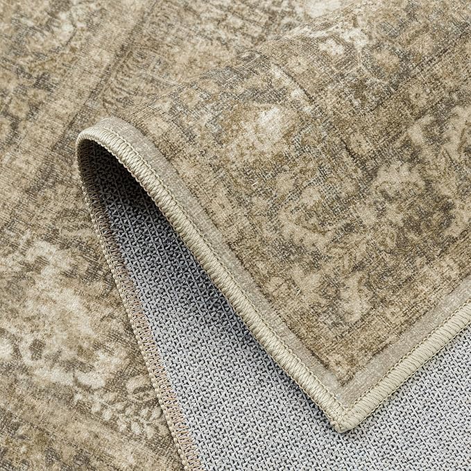 Brown Runner Rug 2x6 Hallway Machine Washable Kitchen Vintage Distressed Non - Image 7