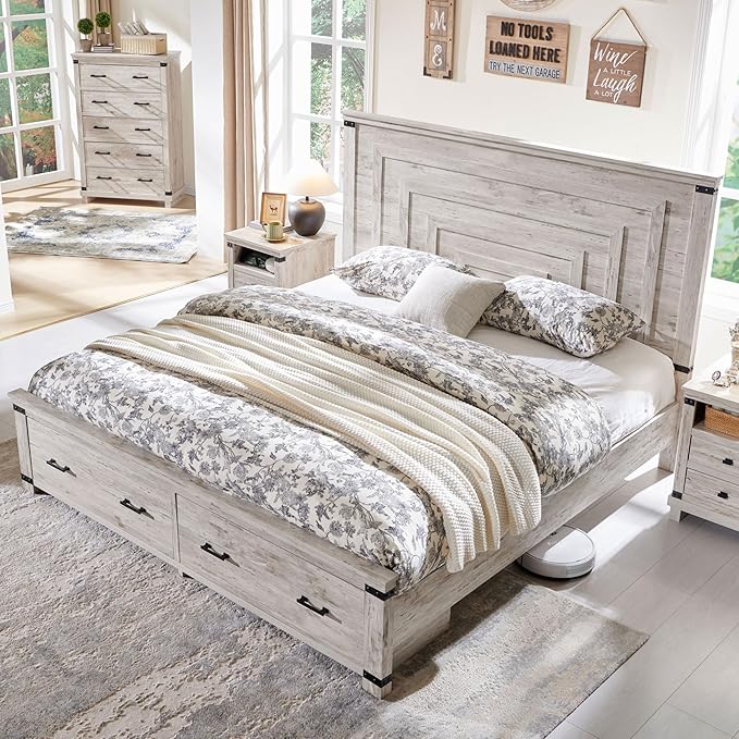 T4TREAM Farmhouse King Size Bed Frame by T4TREAMFurniture