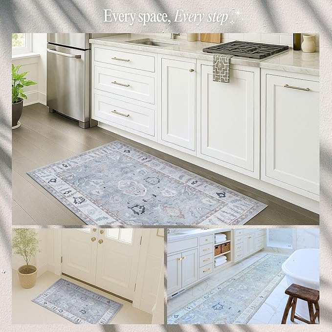 Fame Rugs Gray Modern Oushak Rug 5x7, Washable Vintage Turkish Colorful - Image 5