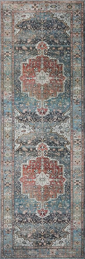 Loloi Margot Collection MAT-05 Ocean/Brick 2'-6" x 9'-6" Runner Rug feat. - Image 5