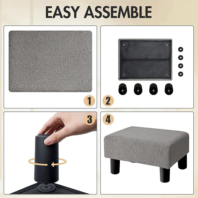 BRIAN & DANY Small Foot Stool Ottoman, Footstool - Image 3