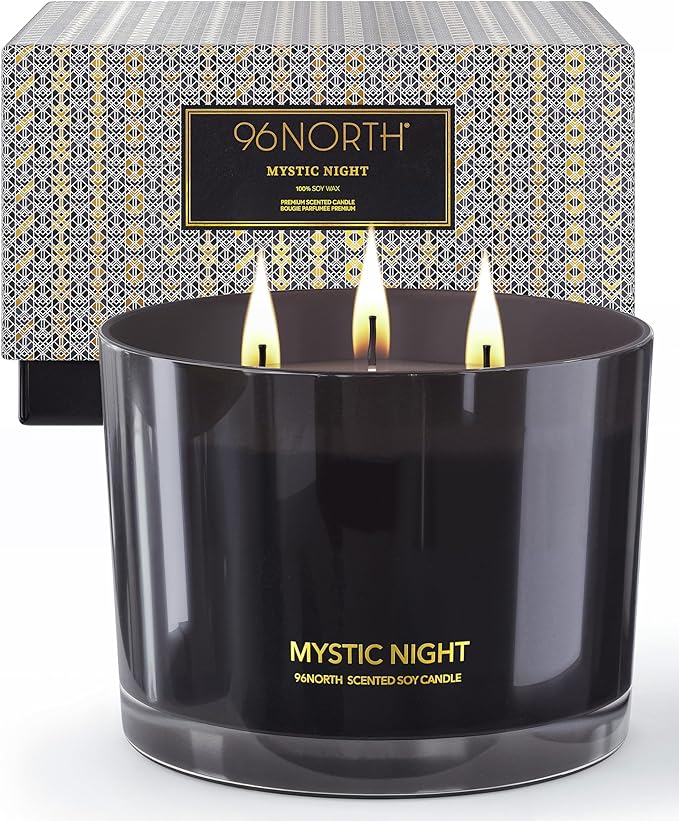 96NORTH Luxury Black Candle | Large 3-Wick Jar Candle | Up to 40 Hours Burning by 96NORTH%C2%AE