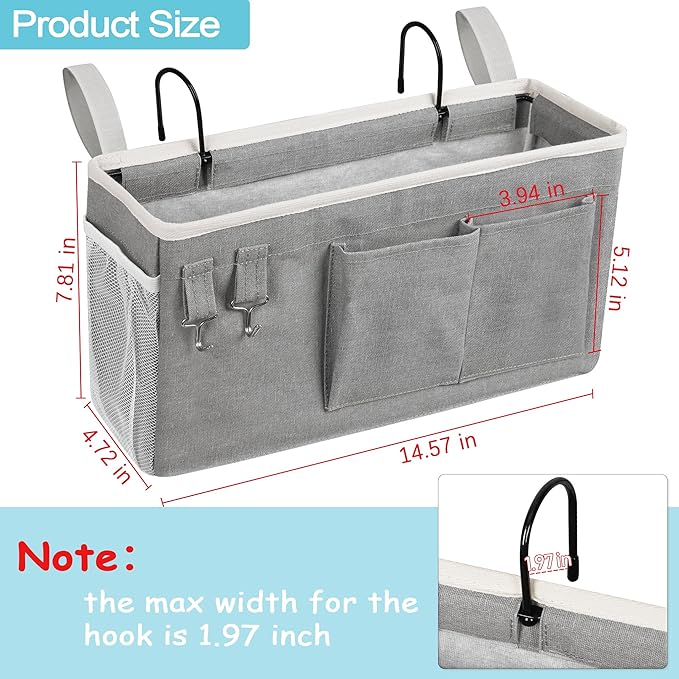Loghot Bedside Caddy/Bedside Storage Bag Hanging Organizer - Image 3