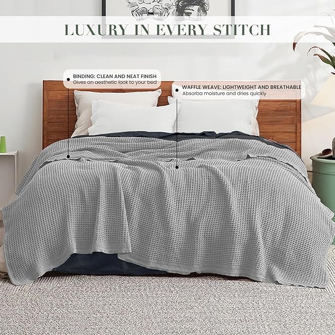 Salt Earth 100% Cotton Throw Blanket, Outdoor & Office Couch, Modern Room Decor - Image 2
