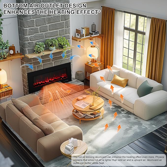 72" Electric Fireplace, Recessed & Wall Mounted Fireplace Heater 13 * 13 Colors - Image 5