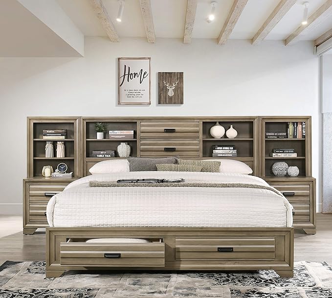 Roundhill Furniture Loiret Light Gray Finish Wood Storage Platform WallBed by RoundhillFurniture