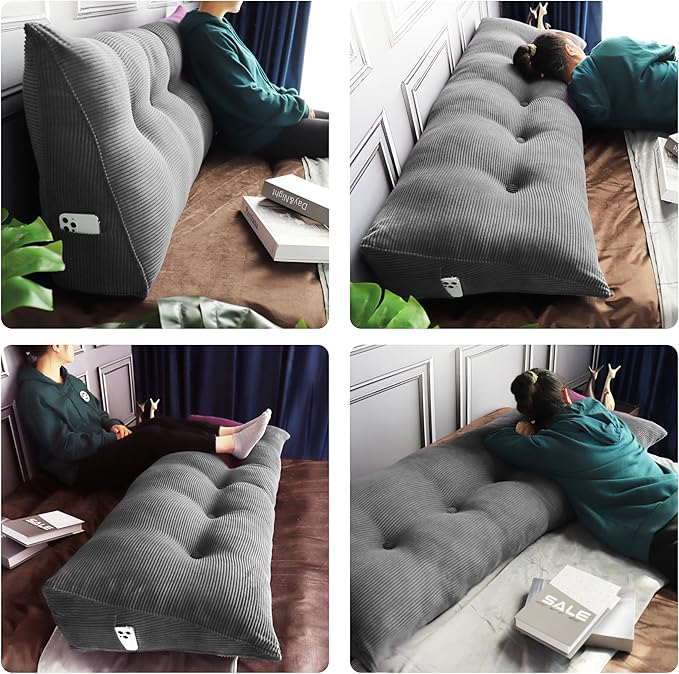 WOWMAX Triangular Headboard Pillow Bed Wedge Pillow - Image 3