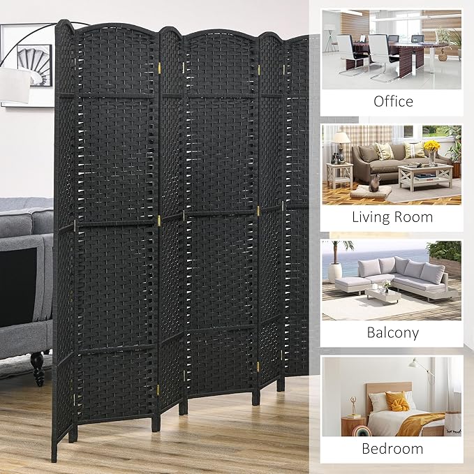 HOMCOM Room Divider, 6 Panel Folding Privacy Screen, 5.6' Tall Freestanding - Image 6