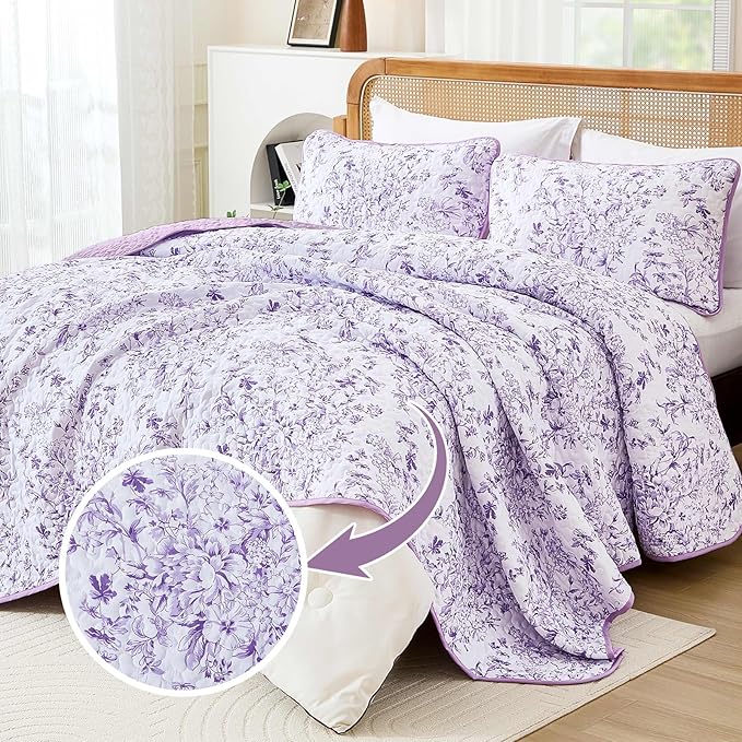 WONGS BEDDING Quilt King Size, Botanical Quilt - Image 2