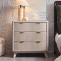 T4TREAM Fluted 3 Drawers Nightstand, Oversized Extra Large Modern Side Table by T4TREAMFurniture