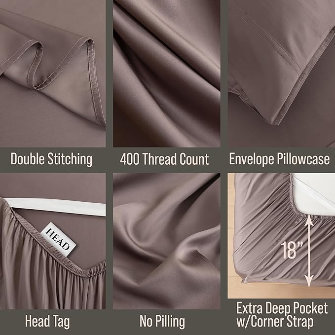 Bella Coterie 7 Piece Luxury Bamboo Viscose Split King Size Sheet Set | 2 - Image 4