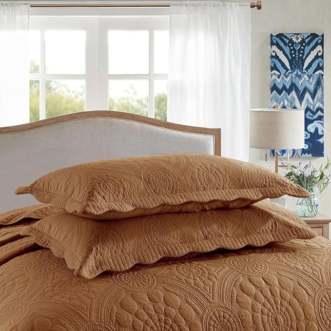 MarCielo 3-Piece 100% Cotton Oversized Bedspread Lightweight Quilt Coverlet - Image 5