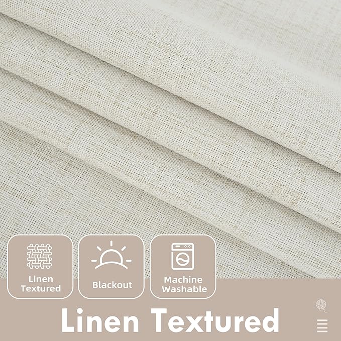 DriftAway Double Layer Linen Blackout Tie Up Curtains Thermal Insulated Fully - Image 4