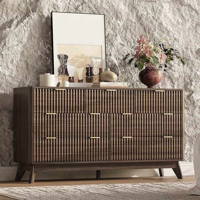 54'' Wide 7 Drawers Dresser for Bedroom, Modern Fluted Vertical Chest - Image 3