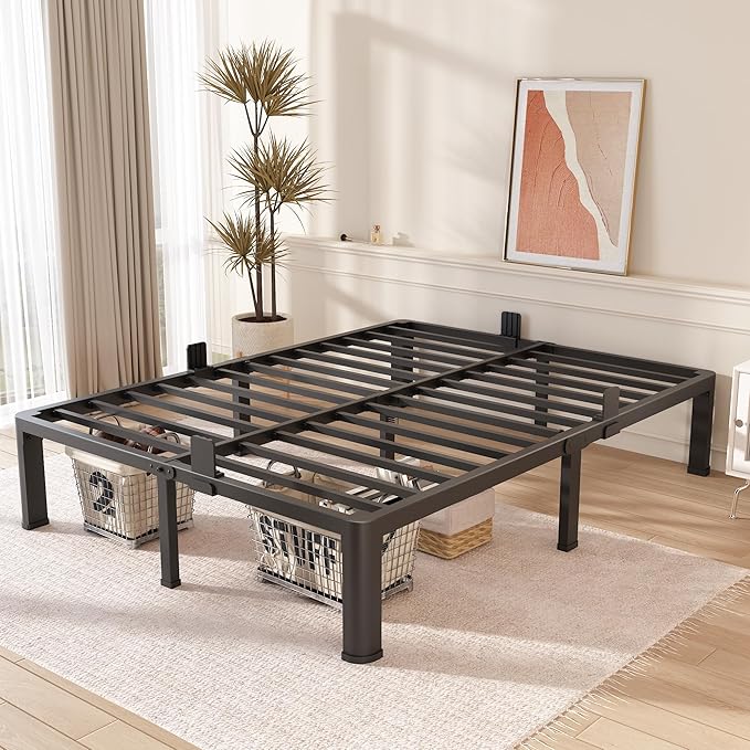 FUIOBYVV Queen Bed Frame with Round Corner Edge Legs, 14 Inch High 3500 lbs - Image 2
