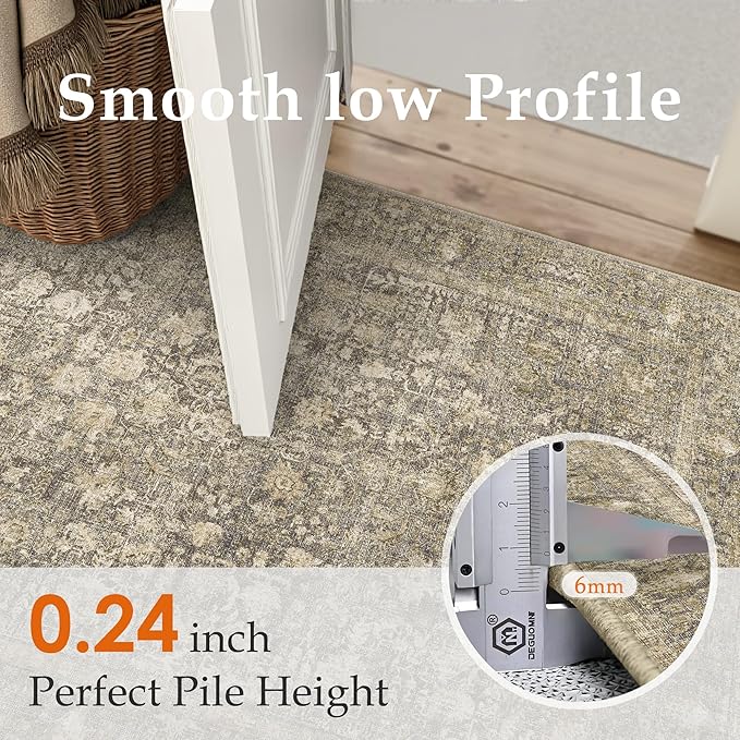 Brown Runner Rug 2x6 Hallway Machine Washable Kitchen Vintage Distressed Non - Image 3