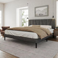 Full Size Bed Frame with Fabric Upholstered Headboard, Platform Bed with Wooden by HAOARA