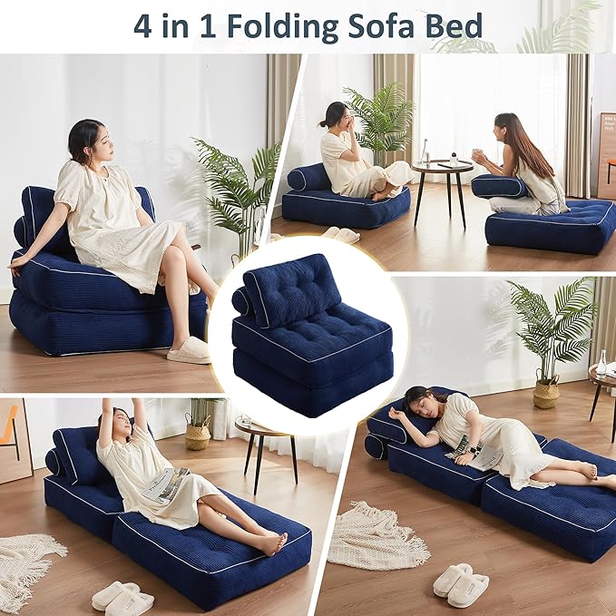 Folding Chair Bed, Futon Sofa Bed, Floor Couch - Image 3