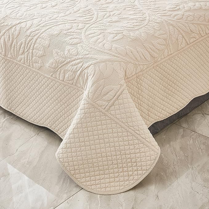 MarCielo 3-Piece 100% Cotton Oversized Bedspread Lightweight Quilt Coverlet - Image 7