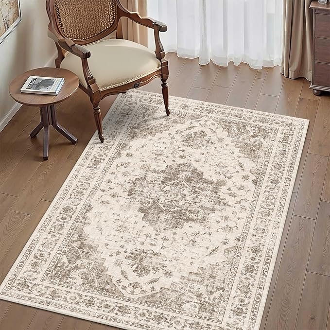3x5 Vintage Washable Area Rugs Boho Medallion Large Distressed Retro Accent by HOME