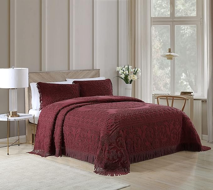 Beatrice Home Fashions Medallion Chenille Bedspread, King Sham - Image 2