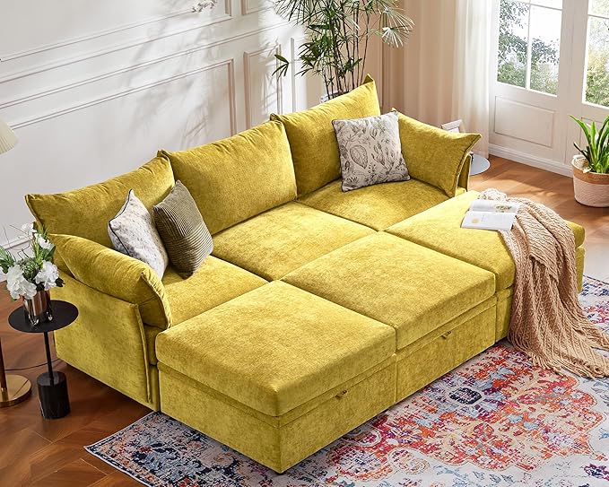 ABCASA 102.6" Luxury Modular Sleeper Sofa Bed 6 Seat Reversible Sectional Couch by ABCASA