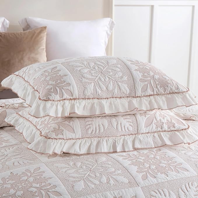 MarCielo 3-Piece 100% Cotton Bedspread Lightweight Quilt Coverlet Embroidery - Image 8