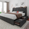 iPormis Queen Bed Frame with 4 Storage Drawers, Upholstered Platform Bed Frame by iPomis