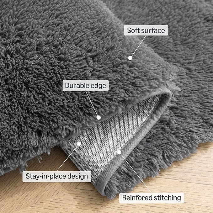 Amazon Basics Fluffy Washable Round Area Rug, Circle Shaggy Carpet - Image 3