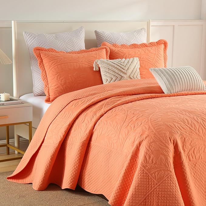 MarCielo 3-Piece 100% Cotton Oversized Bedspread Lightweight Quilt Coverlet - Image 2