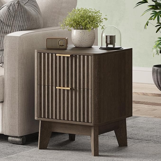 Fluted Nightstand, Modern End Table by TROJMHome