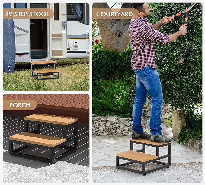 Y&M Two Step Stool for Adults Kids, Waterproof HPDE Bed Step Foot Stool - Image 8