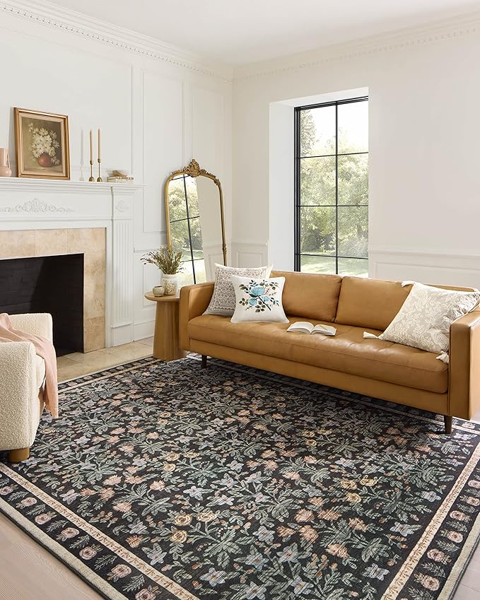 Loloi Rifle Paper Co. Eden Collection EDE-02 Mughal Garden Black 2'-6" x 9'-6" by Loloi