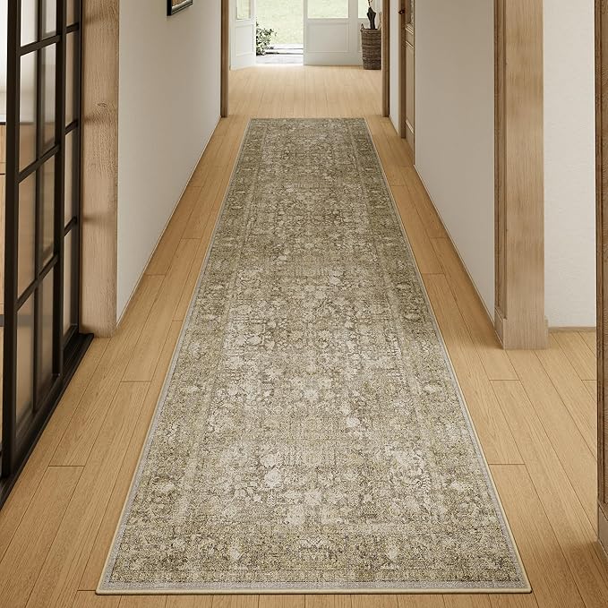 Brown Runner Rug 2x6 Hallway Machine Washable Kitchen Vintage Distressed Non - Image 5