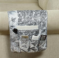 Brilliant Sunshine Grey Flowers Patchwork Couch Armrest 5 Pockets Organizer by BrilliantSunshine