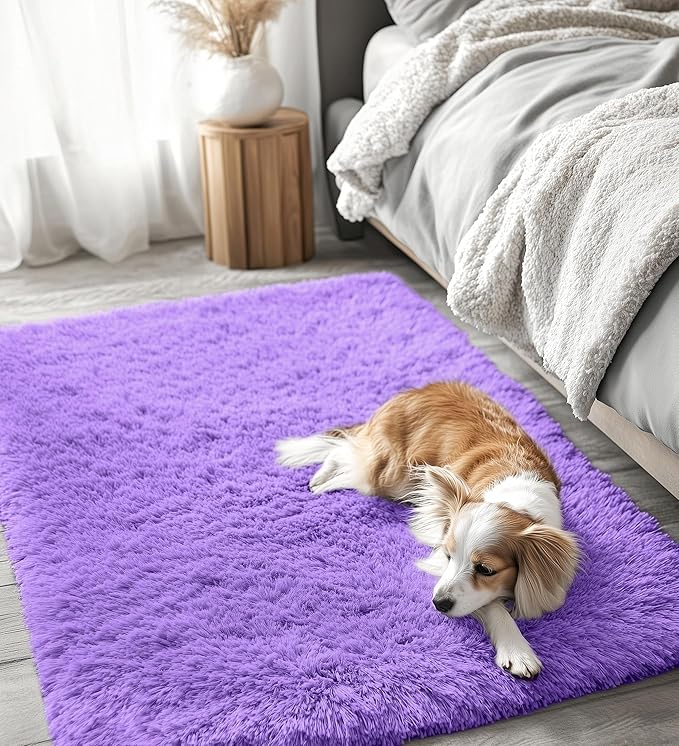 OLANLY 3x5 Machine Washable Small Bedside Rug, Soft Fluffy Shaggy Rugs - Image 9