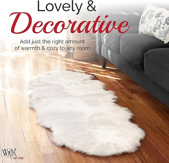 Walk on Me White Double Pelt Faux Fur Sheepskin Rug: Ultra Soft, Super Thick - Image 8